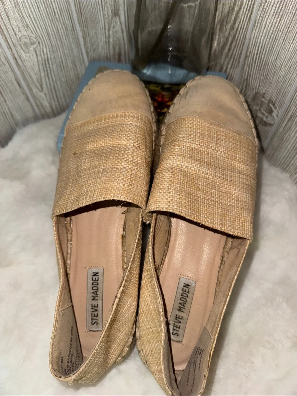 Steve Madden Tan Raffia Slip-On Espadrilles